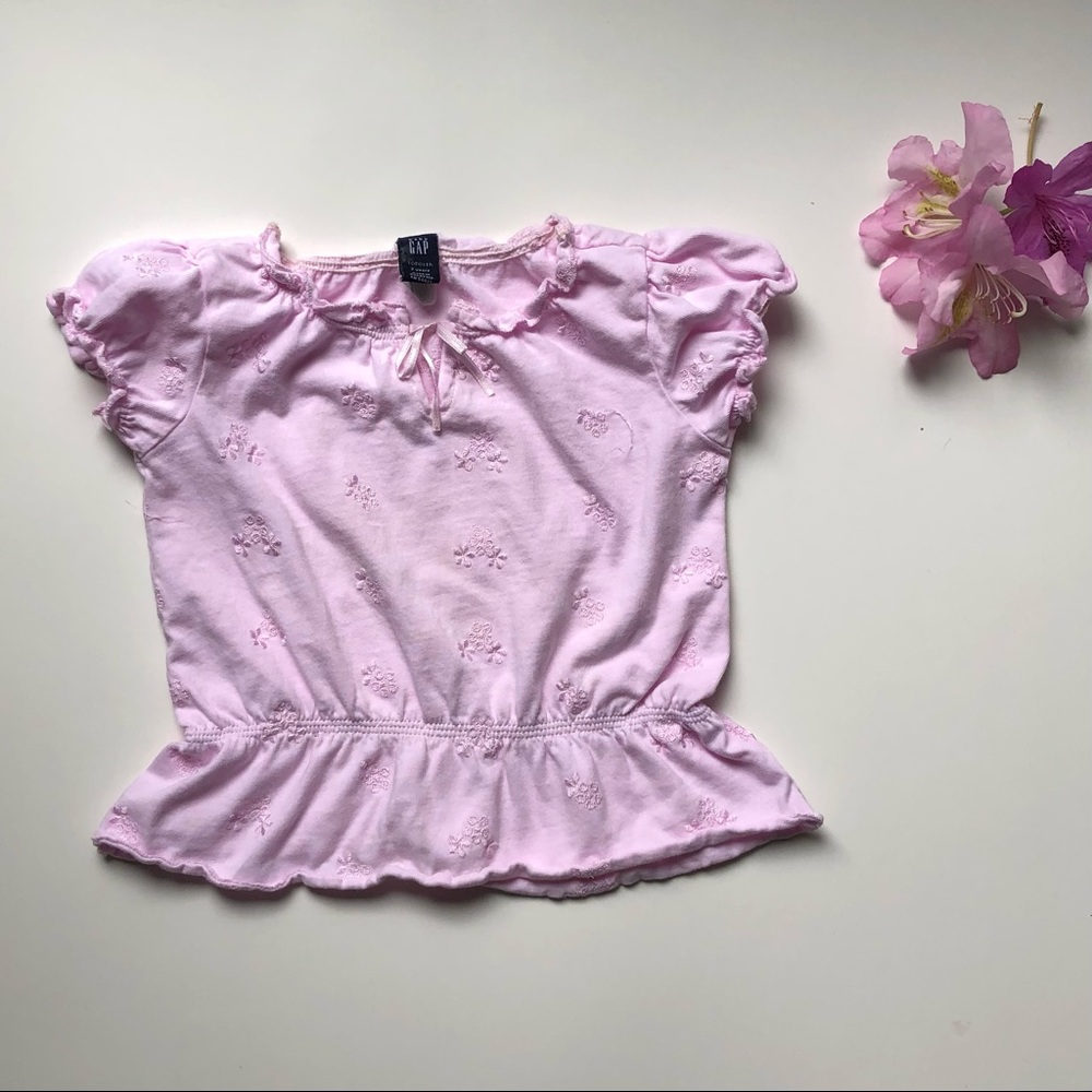 Gap pink short sleeve peplum waist Top - Girls 2yrs